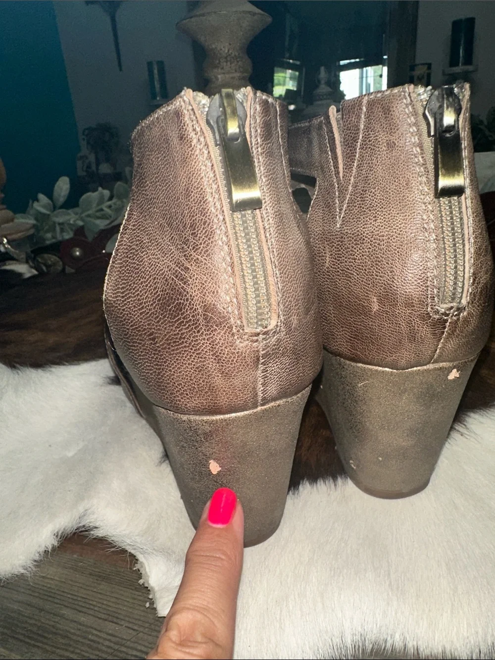 Antelope Taupe Cutout Peep-Toe Wedges